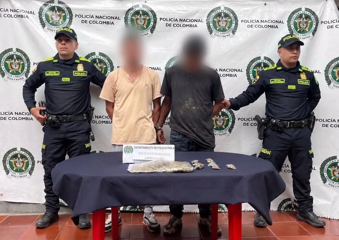 DOS CAPTURADOS POR TRÁFICO DE ESTUPEFACIENTES EN LA PLATA HUILA